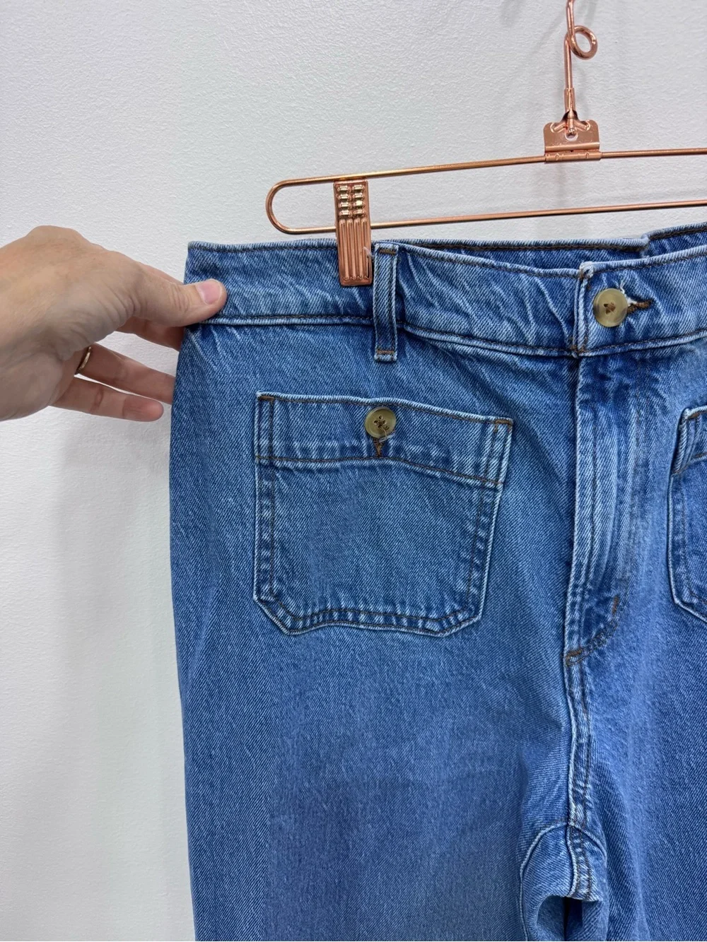 LOFT High Rise The Palmer Wide Leg Crop Jeans Mid Vintage Wash Size 29/8 Colette - Picture 6 of 9